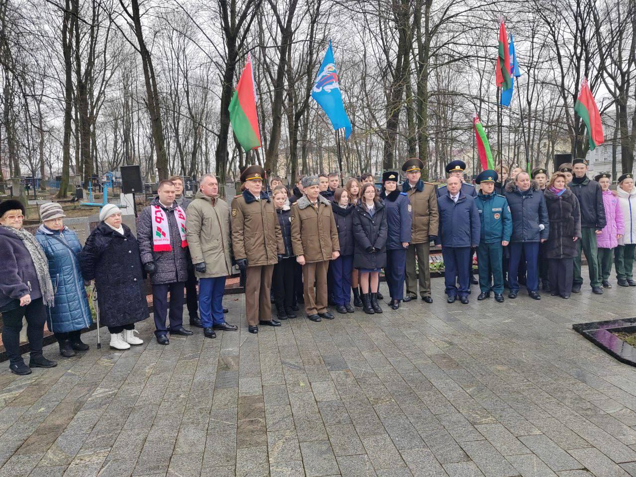 Students and teachers of the IRC at a requiem meeting dedicated to the Day of Defenders of the Fatherland and the Armed Forces of the Republic of Belarus